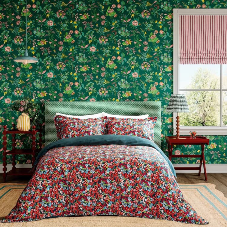 Image of Harlequin Wildflower Meadow Duvet Cover Set Carnelian unisex Single