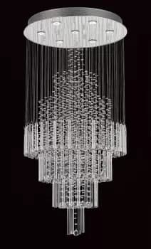 Image of Barcelona Crystal 7 Light Stairwell Chrome Frame Cluster Pendant Ceiling Light