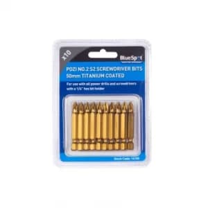 Image of 10 Piece 50MM Titanium Coated Pozi Power Bit Set