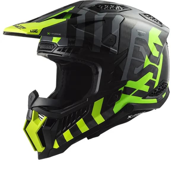 Image of LS2 Mx703 C X-Force Barrier H-V Yellow Green Offroad Helmet Size XS