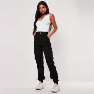 Image of Missguided Petite Cargo cuffed trouser - Black