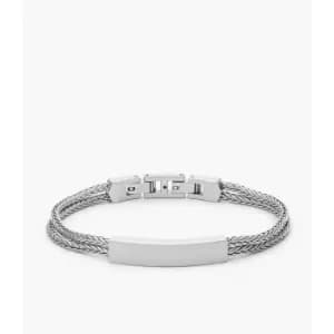 Image of Fossil Mens Stainless Steel Id Bracelet - Silver