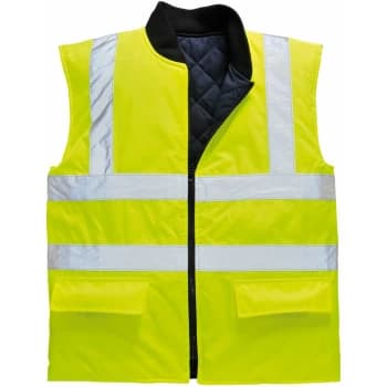 Image of S469 Yellow Sz M Hi-Vis Reversible Body warmer Hi-Viz Visibility - Portwest