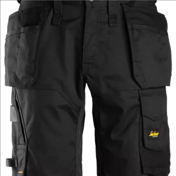 Image of Snickers AllroundWork Stretch Loose Fit Work Shorts Holster Pockets - Black - 50