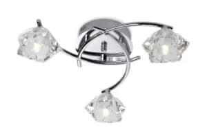 Image of Clara 3 Light Flush Multi Arm Ceiling Light Chrome, Clear Glass, G9