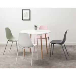 Image of Seconique - Lindon White Dining Table & 4 Green Chairs Set