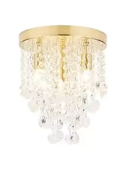 Image of Spa Celeste 4 Light Flush Ceiling Light Crystal Glass and Satin Brass