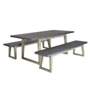 Image of Charles Bentley Fibre Cement and Acacia Wood Dinin g Set Wooden