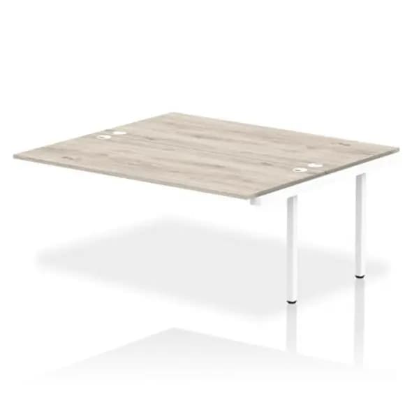 Image of Impulse Bench Dynamic Impulse W1800 x D1600 x H750mm Back to Back Bench Desk 2 Person Extension Kit Grey Oak Finish White Frame - IB00431 IB00431