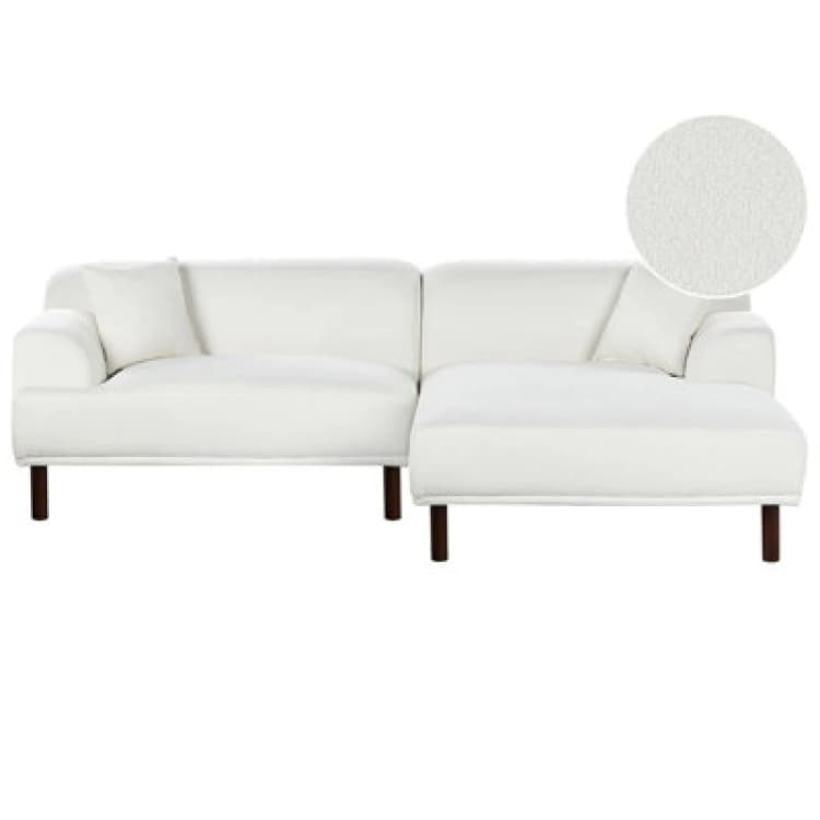 Image of Beliani Corner Sofa 3 Seater Holt Boucle White Left Hand