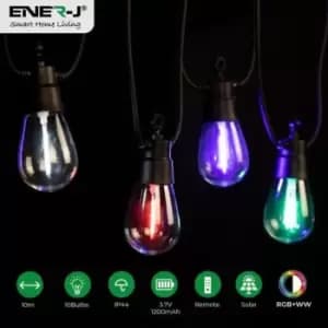 Image of Solar RGB+WW (2 Way) String Lights with Remote, 10 Meters, 10 lamps, IP44