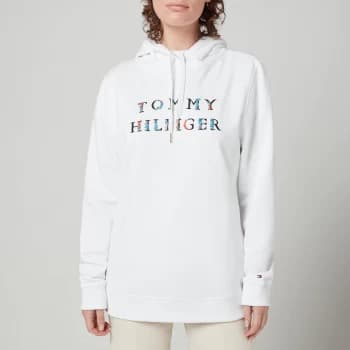 Image of Tommy Hilfiger Womens Crv Regular Floral Hoodie - White - XS