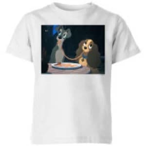 Image of Disney Lady And The Tramp Spaghetti Scene Kids T-Shirt - White - 9-10 Years