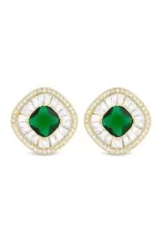 Image of Gold Plated And Emerald Occasion Stud Earrings