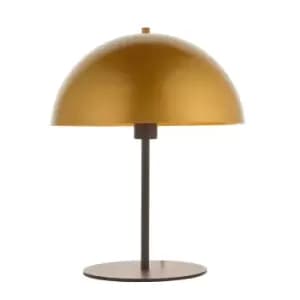 Image of Dark Bronze Table Lamp - Gold Painted Metal Dome Shade - Side Table Light