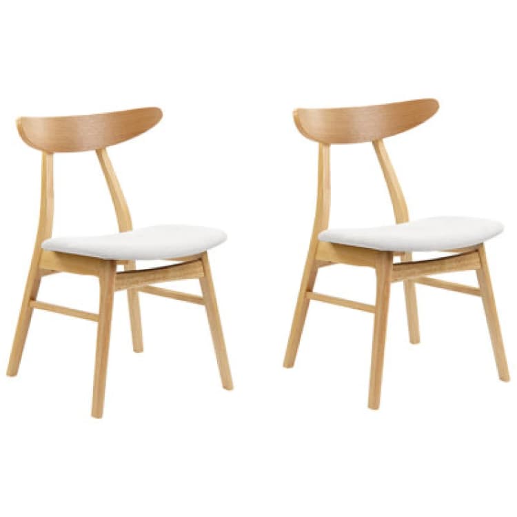 Image of Beliani Set Of 2 Dining Chairs Lynn Wood Light Brown/ Grey