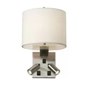 Image of 3 Bulb Wall Light 2 Directional LED Spotlights White Shade Nickel LED E14 40W