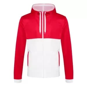 Image of AWDis Mens Cool Retro Track Zoodie (Large) (Fire Red/Arctic White)