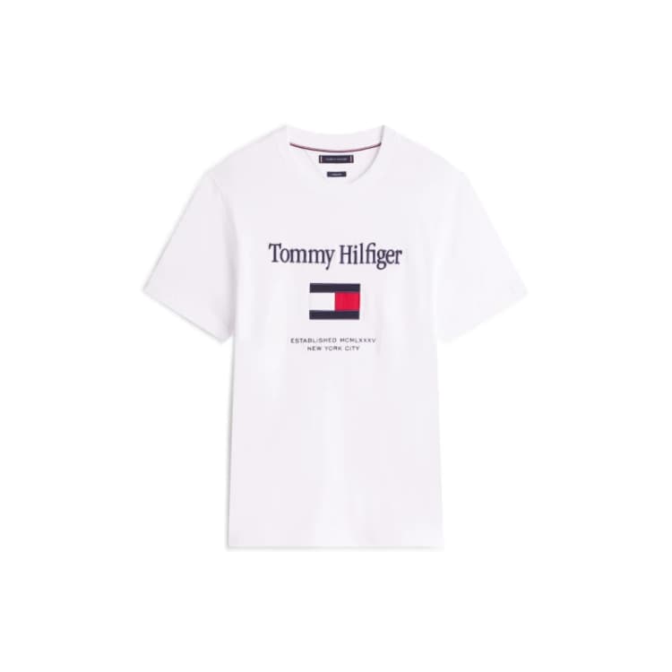 Image of Tommy Hilfiger Mens Embro Flag T-Shirt White male M