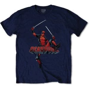 Image of Marvel Comics - Deadpool Logo Jump Unisex Large T-Shirt - Blue