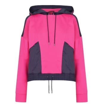 Image of Hugo Boss Crop Tape Logo Pullover Hoodie Bright Pink Size L Men