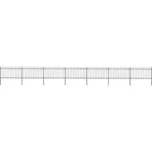 Image of Garden Fence with Hoop Top Steel 11.9x1 m Black Vidaxl Black