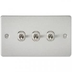 Image of 5 PACK - Flat Plate 10AX 3G 2-way toggle switch - brushed chrome