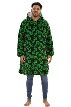 Image of Gaming Print Oversized Sherpa Fleece Hoodie Blanket