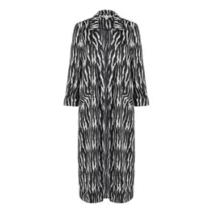Image of Yumi Zebra Print Satin Long Kimono Jacket - Black