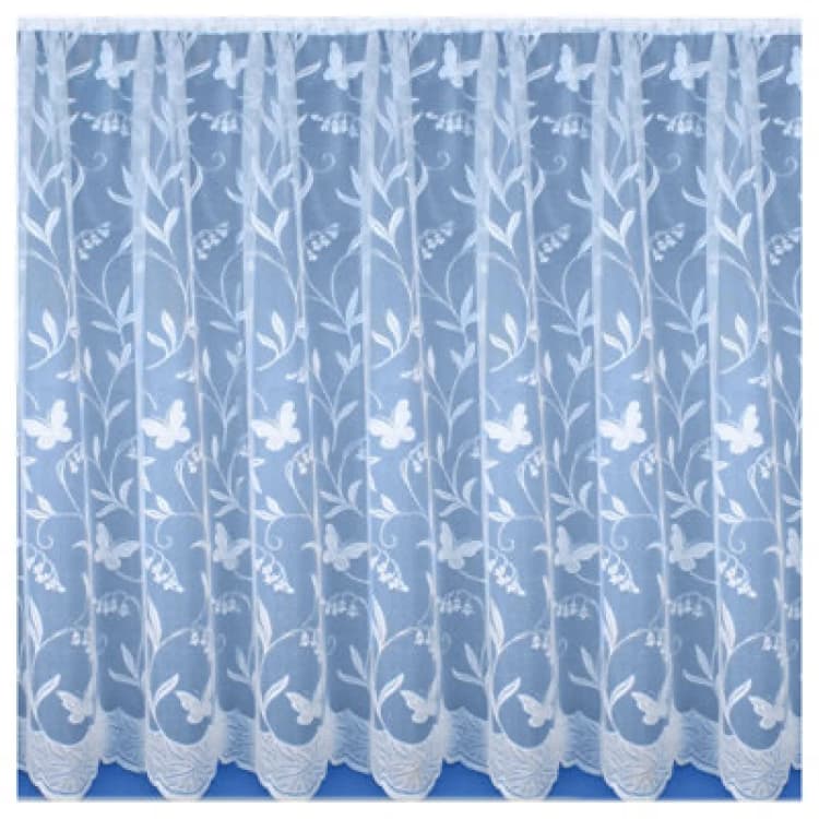 Image of Tyrone Textiles 200x101cm Hawaii Lace Floral Net Cut Panel with Butterflies (79x40"), White HAWPAA40