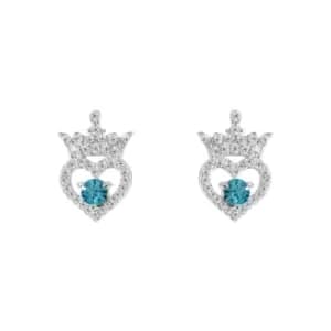 Image of Disney Princess Sterling Silver Birthstone Crown Earrings ? March E906315RMARL
