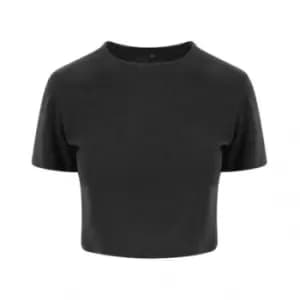 Image of AWDis Just Ts Womens Girlie Tri-Blend Cropped T-Shirt (S) (Heather Black)