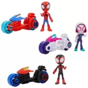 Image of Hasbro Marvel Spidey And His Amazing Friends Hero Action Figure And Motorcycle Assortment