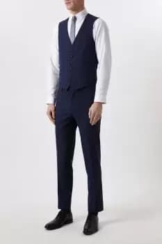 Image of Tailored Fit Navy Marl Waistcoat