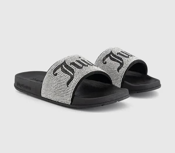 Image of Juicy Couture Womens Donna Diamante Slides Black, 3