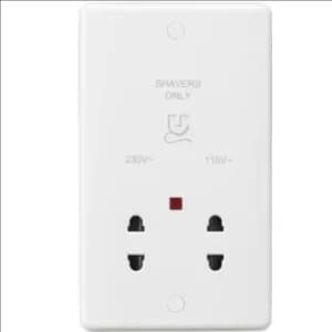 Image of KnightsBridge Curved Edge Dual Voltage Shaver Socket with Neon