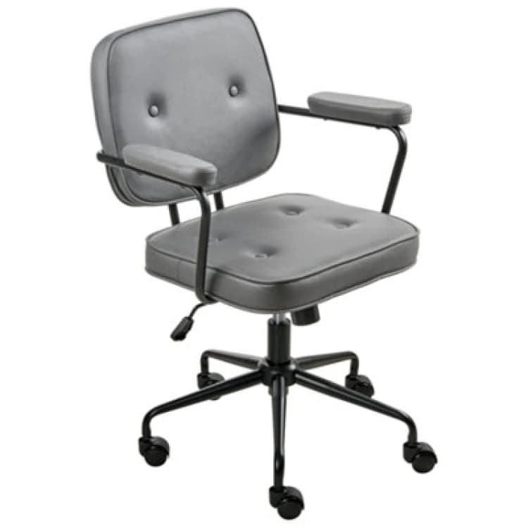 Image of Beliani Industrial Desk Chair Pawnee Velvet Grey