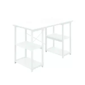 Image of Soho Desk with Straight Shelves White/White Leg KF90784
