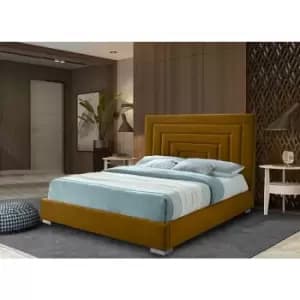 Image of Lisso Bed Super King Plush Velvet Mustard