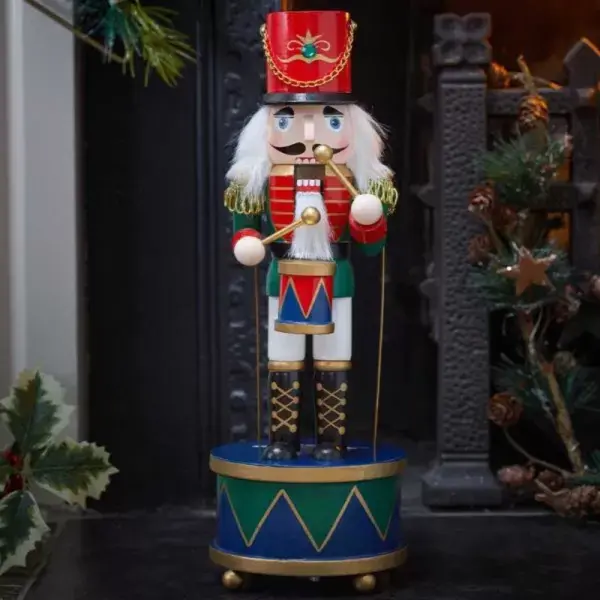 Image of 30cm Musical Christmas Drummer Wooden Nutcracker Decoration