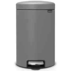 Image of Brabantia newIcon Pedal Bin 12 Litre Plastic Bucket Mineral Concrete Grey