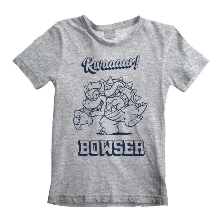 Image of Super Mario Rawr Bowser T-Shirt in Grey Size: 9 Years Grey Unisex 9 Years