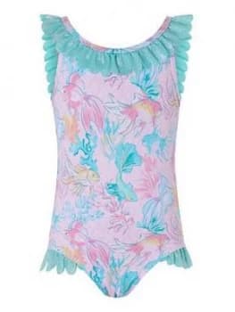 Image of Monsoon Baby Girls Dinah Shimmer Swimsuit - Pale Pink