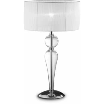 Image of Ideal Lux Duchessa - 1 Light Large Table Lamp Chrome, White, Clear and Glass with Shade, E27