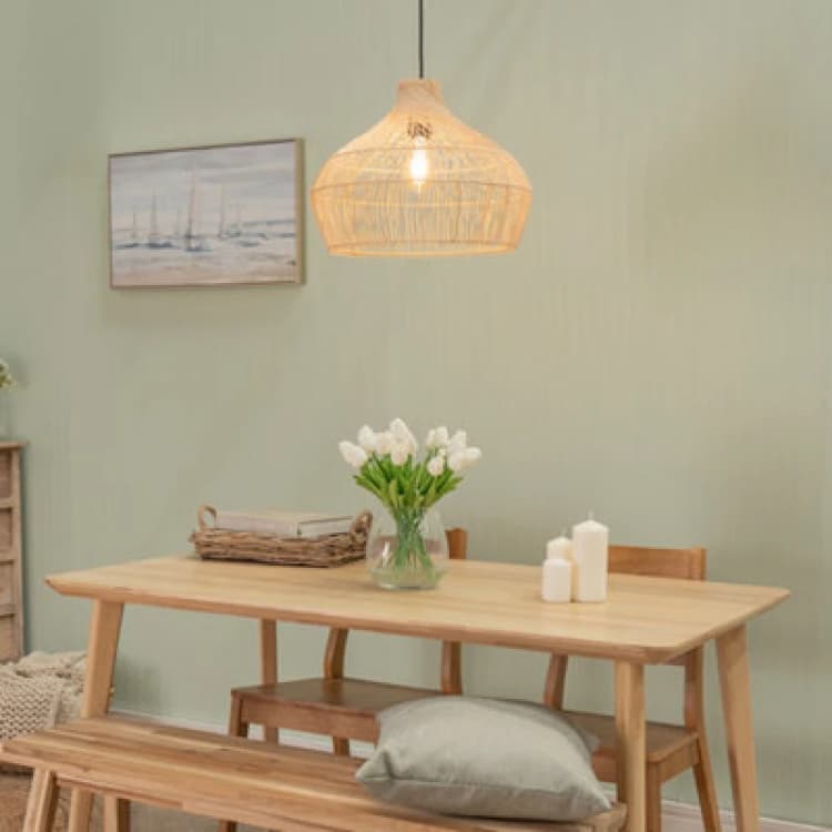 Image of ValueLights Natural Rattan Easy Fit Pendant Light Shade Natural