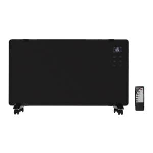 Image of electriQ 2000W Black Designer Glass Heater Wall Mountable Low Energy with Smart WiFi Alexa - Ultra Slim only 8cm Bathr