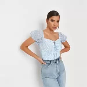 Image of Missguided Waist Ss Blouse Chiffon Ditsy - Multi