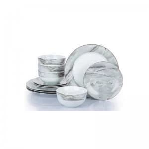 Image of Waterside 12 Piece Marble and Gold Dinner Set