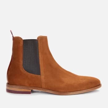 Image of Ted Baker Mens Ficus Suede Chelsea Boots - Dark Tan - UK 8
