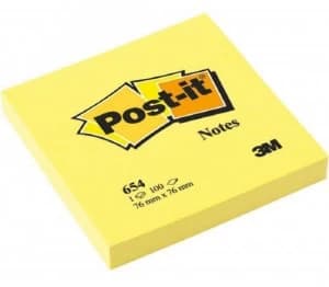 Image of Postit Note 76mm X 76mm Yellow - 12 Pack